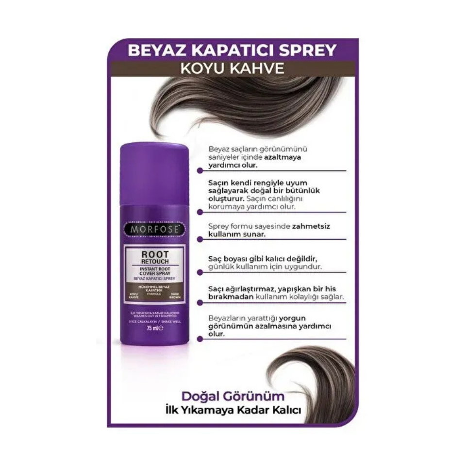 Morfose Hızlı Beyaz Kapatıcı Sprey 75 ml Koyu Kahverengi