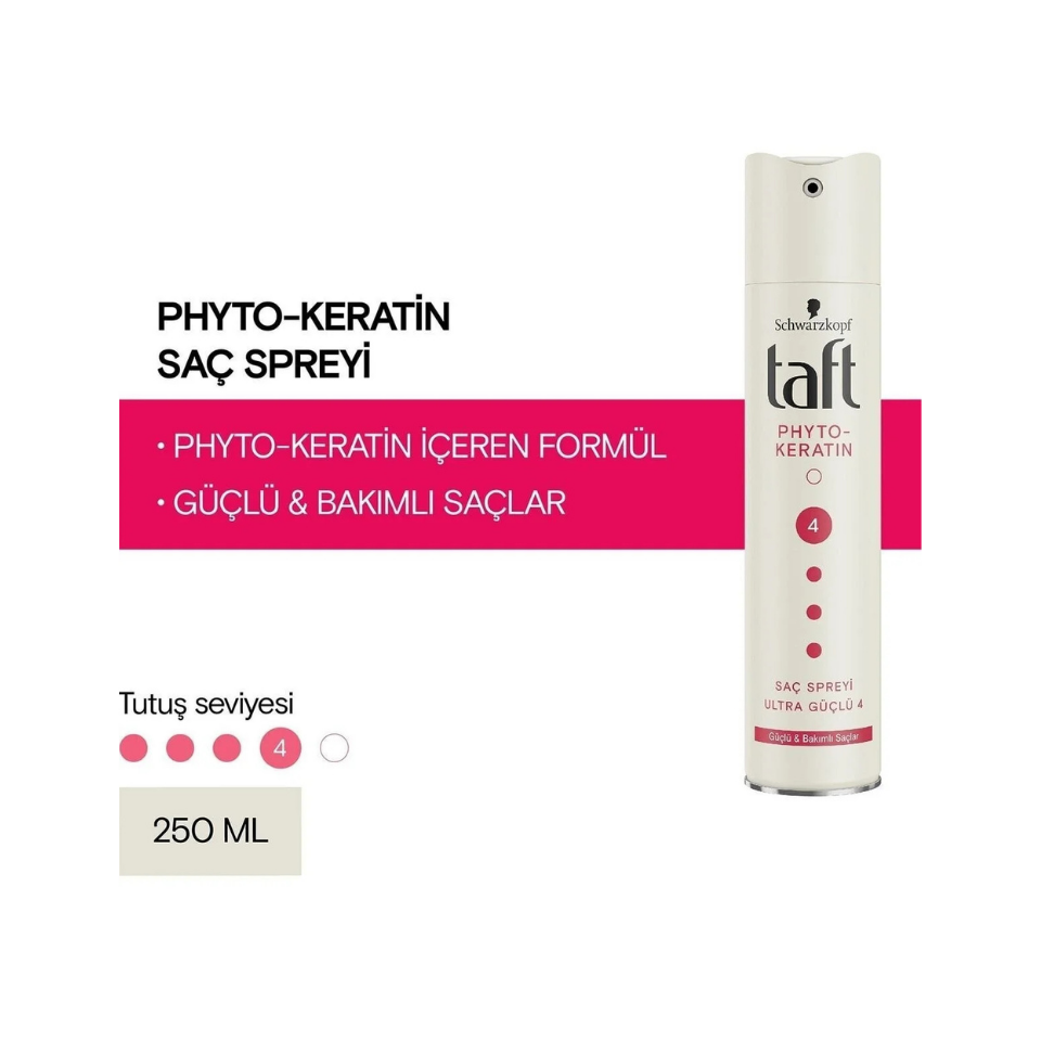 Taft Saç Spreyi Phyto-keratin 4 Güçlü & Bakımlı Saçlar 250 Ml
