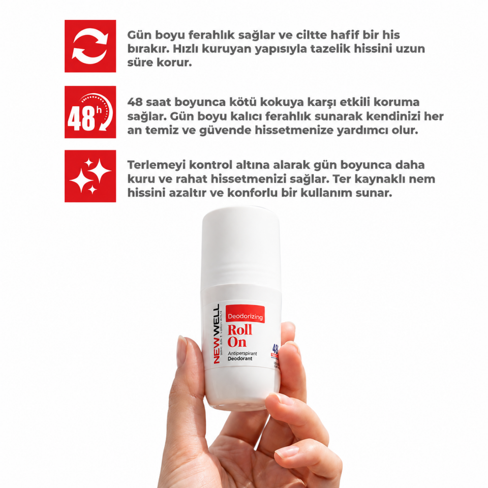 Deodorizing Terleme Önleyici Koltuk Altı Roll On (Kırmızı) 75 ML