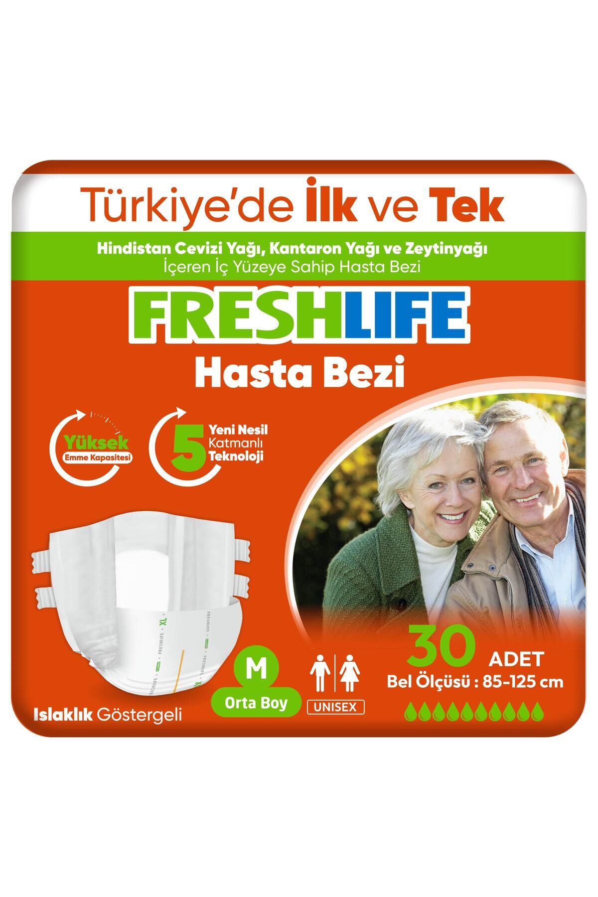 FRESHLIFE Medium Beden Orta Boy Yetişkin Hasta Bezi 30 Adet