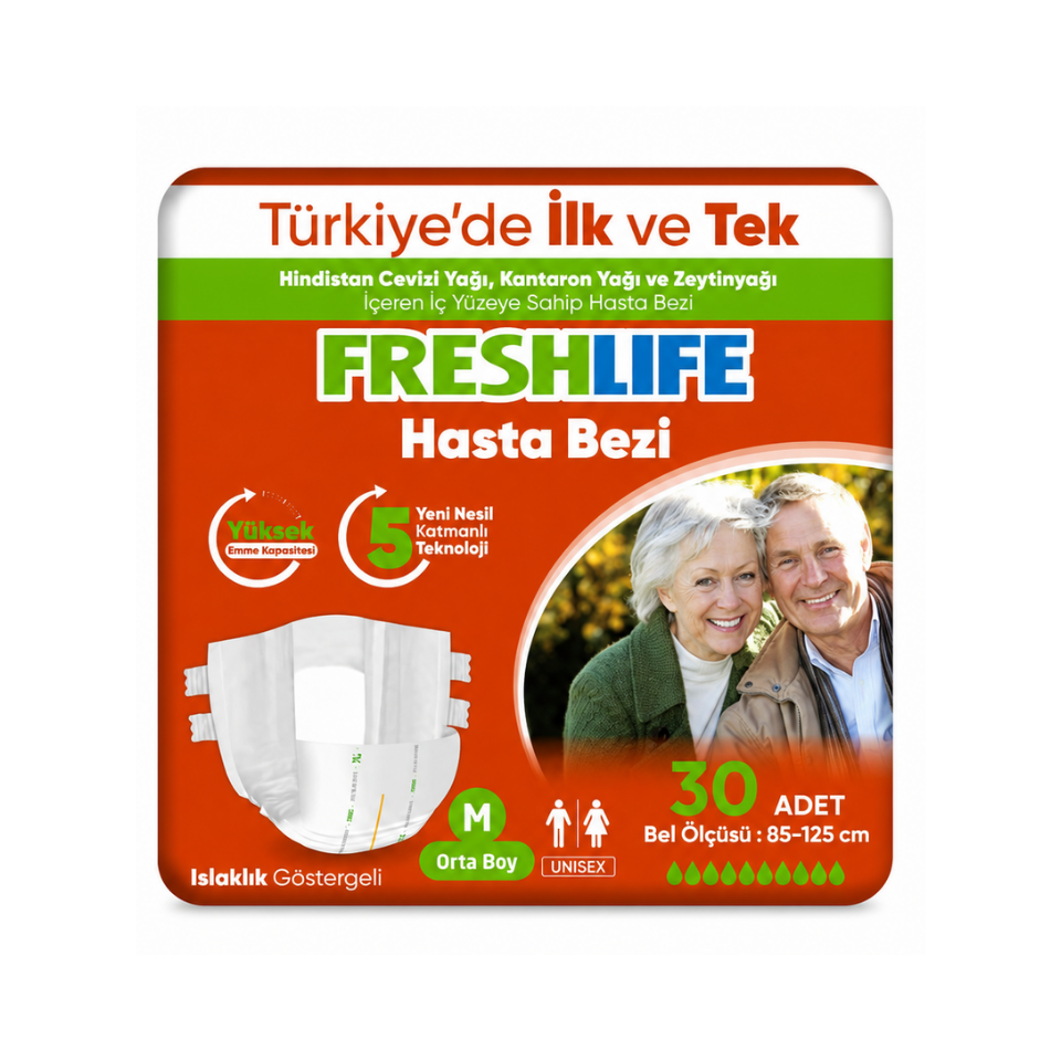 Freshlife Belbantlı Hasta Bezi M Beden 30 Adet