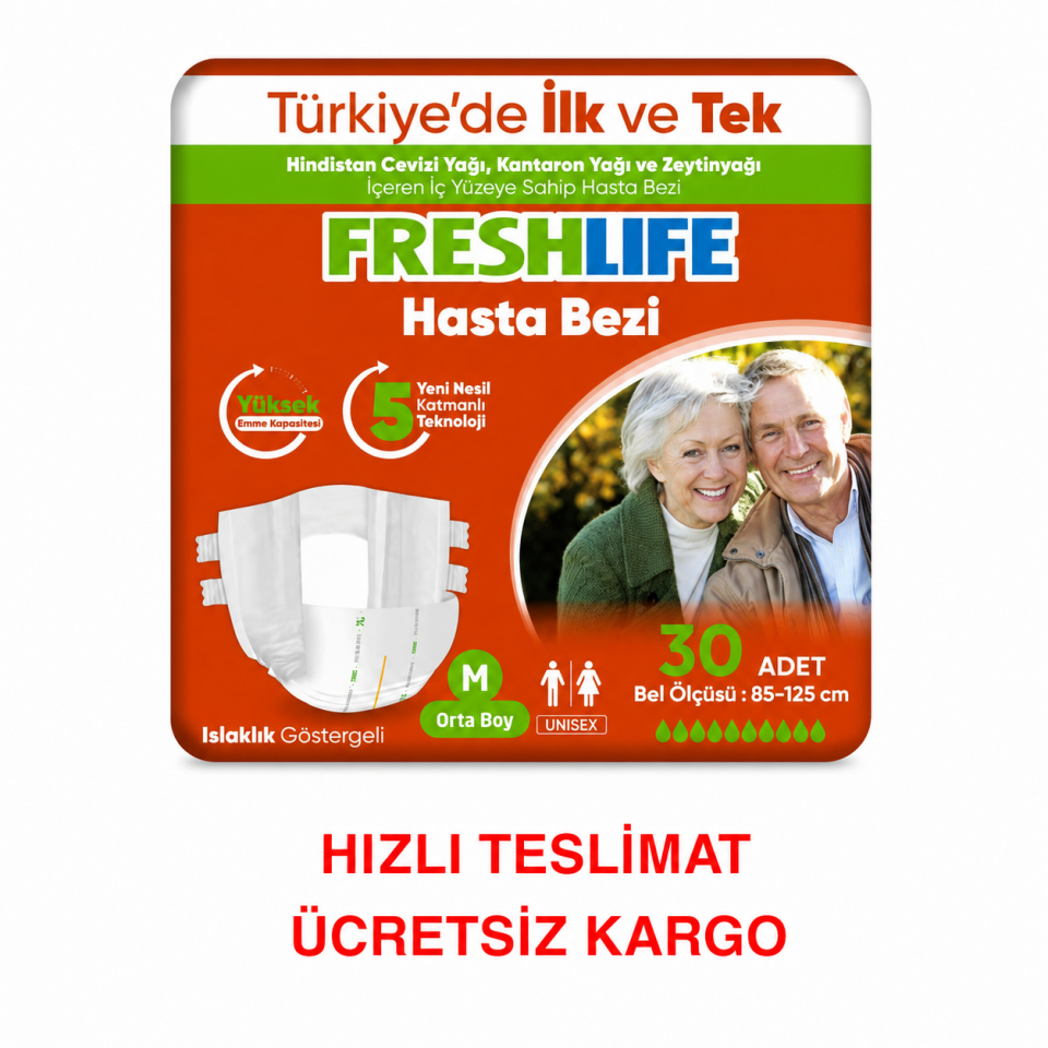 Freshlife Belbantlı Hasta Bezi M Beden 30 Adet