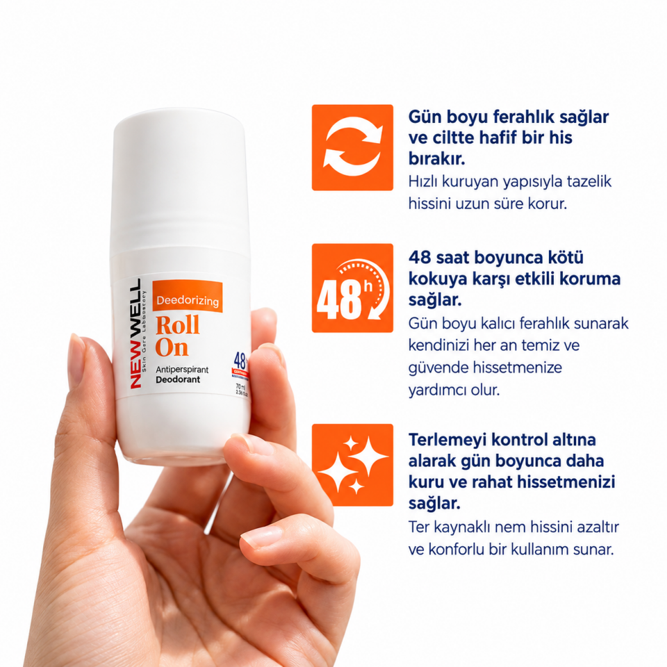 New Well Deodorizing Terleme Önleyici Koltuk Altı Roll On (Turuncu) 75 ML