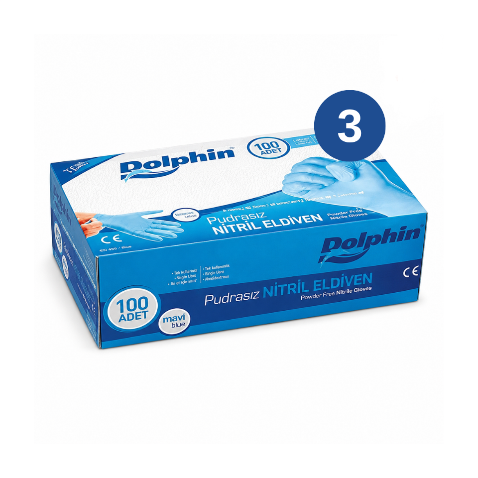 Dolphın Pudrasız Nitril Eldiven S Beden 3x100 Lü