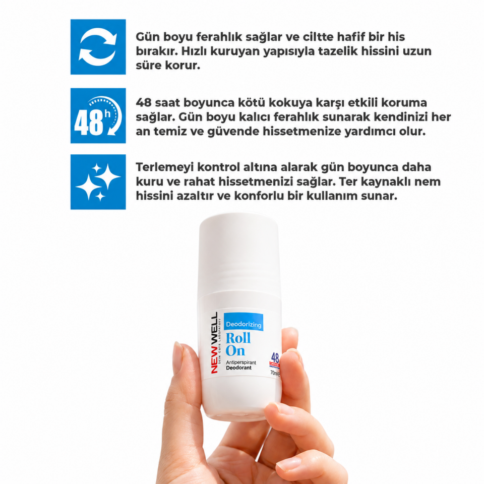 New Well Deodorizing Terleme Önleyici Koltuk Altı Roll On (Mavi) 75 ML