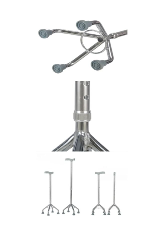 4 Ayarlanabilir Dört 4 Ayaklı Baston Denge Bastonu Quad Tripod BME40021 Uzunluk Ayarlı Alüminyum