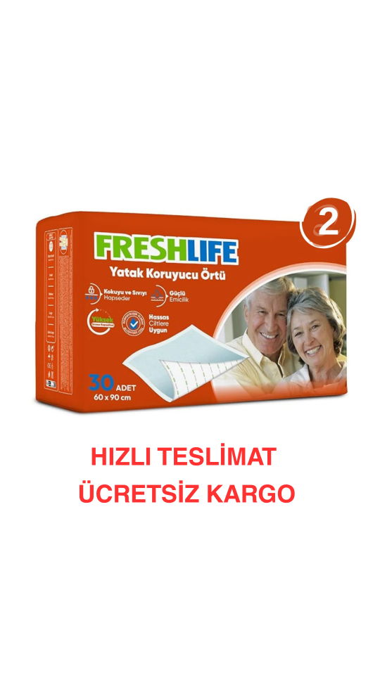 Freshlife Yatak Koruyucu Örtü 60*90cm 30'lu x2 Adet Maksimum Emicilik & Maksimum Konfor ( EKONOMİK PAKET )