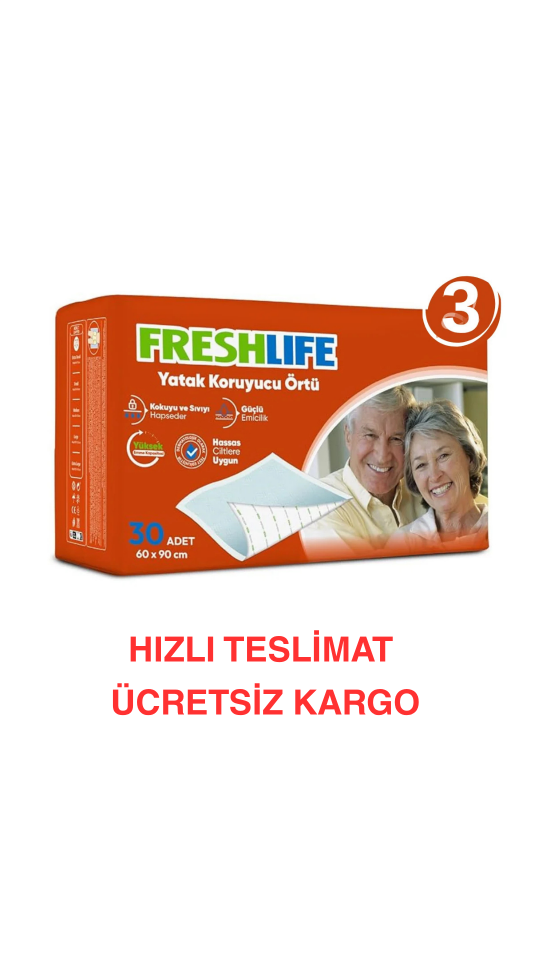 Freshlife Yatak Koruyucu Örtü 60x90 3 Paket (90 Adet) Maksimum Emicilik & Maksimum Konfor ( EKONOMİK PAKET )