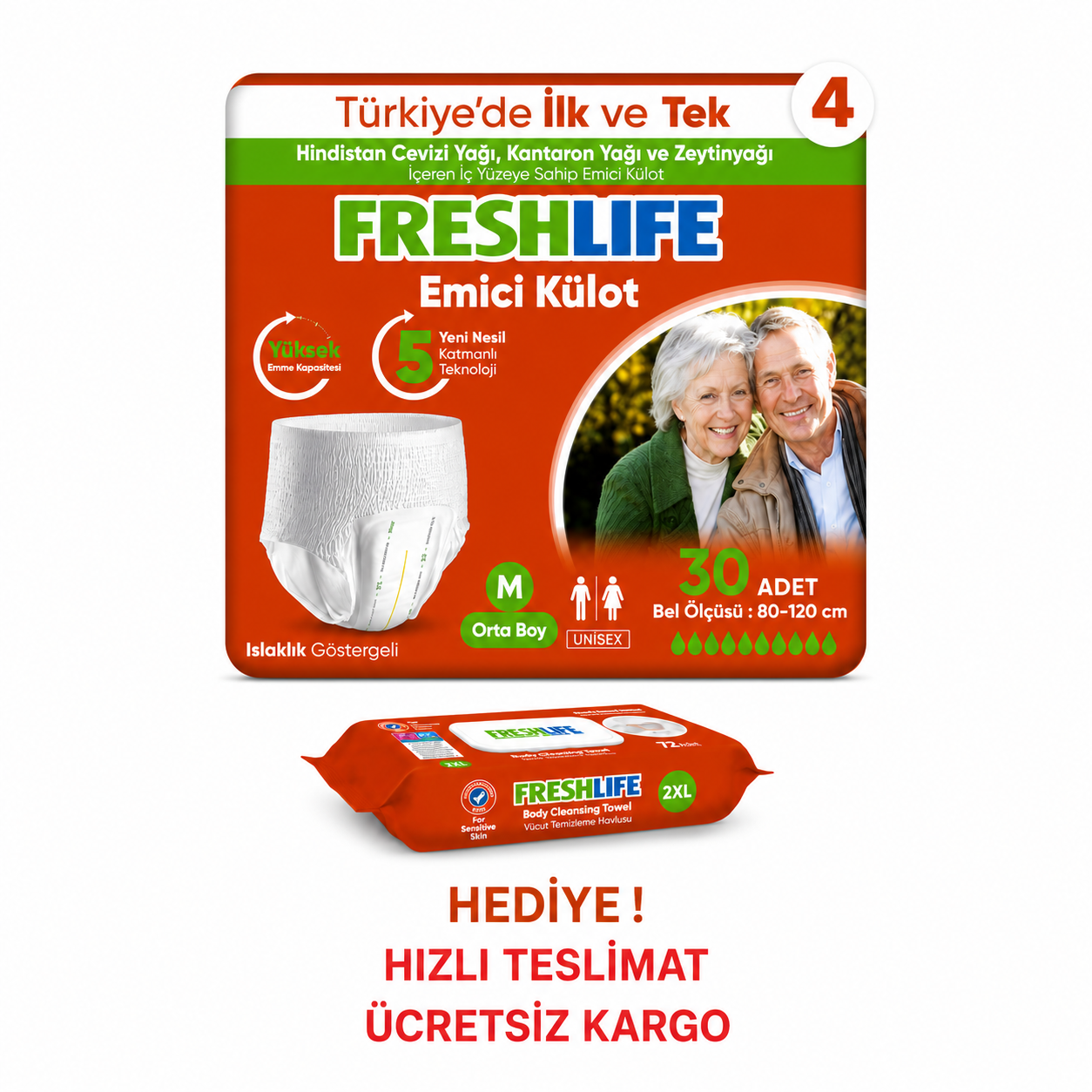 Freshlife Külot Hasta Bezi M Beden 120 ADET