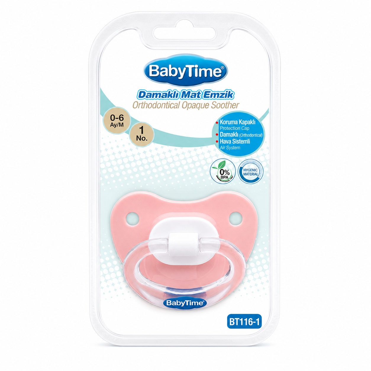 Babytime Damaklı Mat Emzik No: 1 (0-6 Ay)