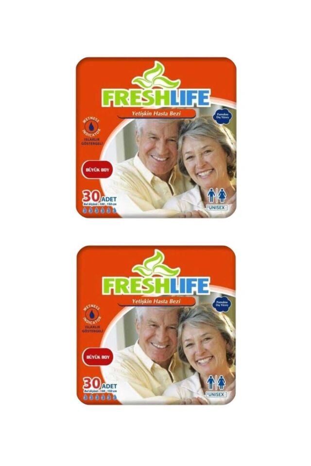Freshlife Bel Bantlı Hasta Bezi L Beden 2 PAKET (60 ADET)