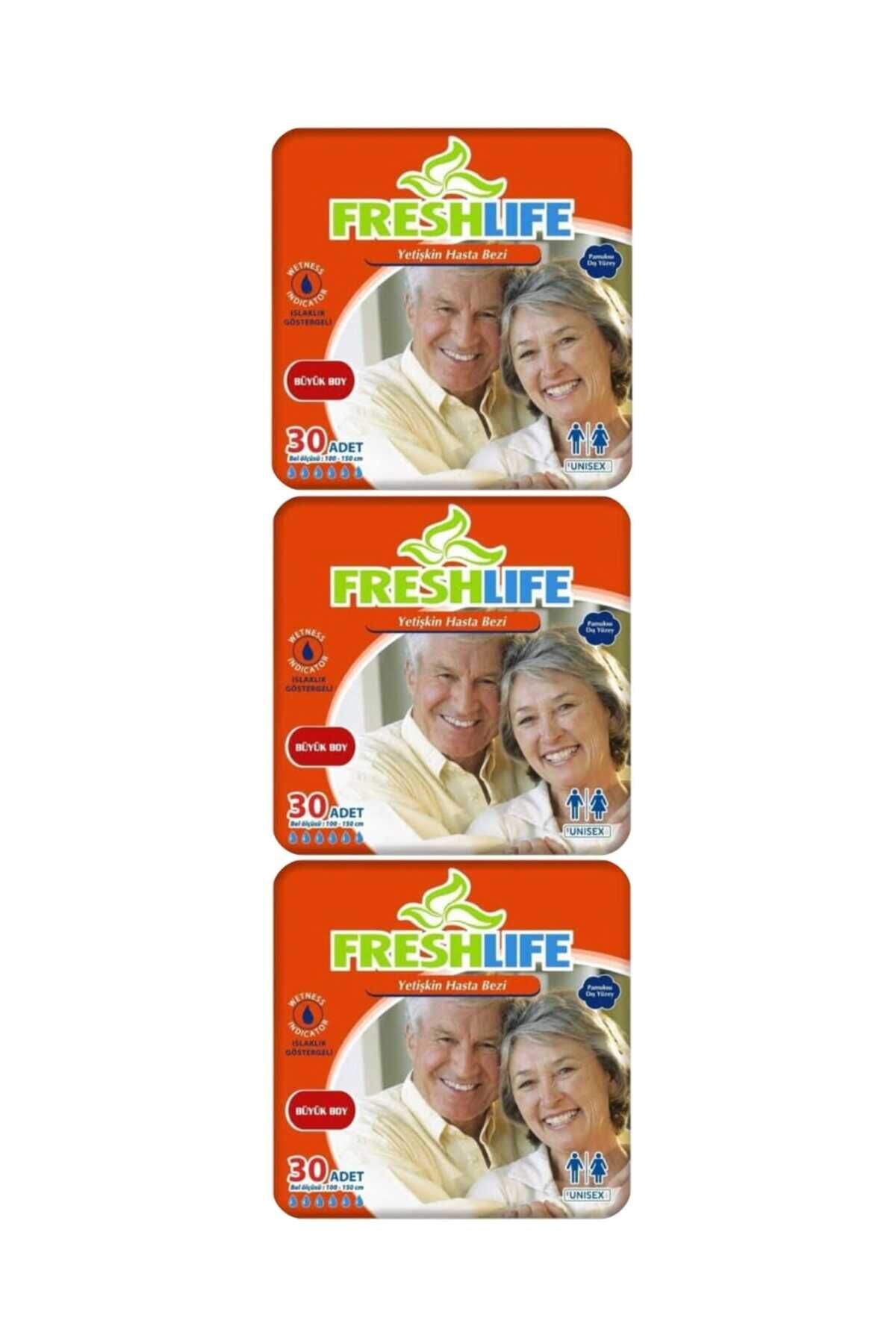 Freshlife L Beden Bel Bantlı Hasta Bezi 3 PAKET (90 ADET)