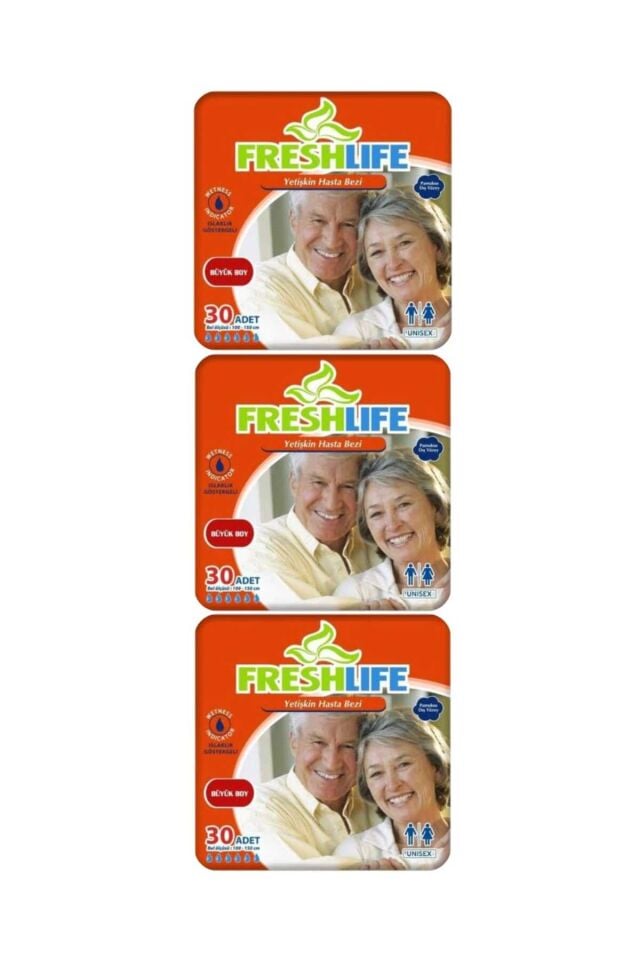 Freshlife Bel Bantlı Hasta Bezi L Beden 3 PAKET (90 ADET)