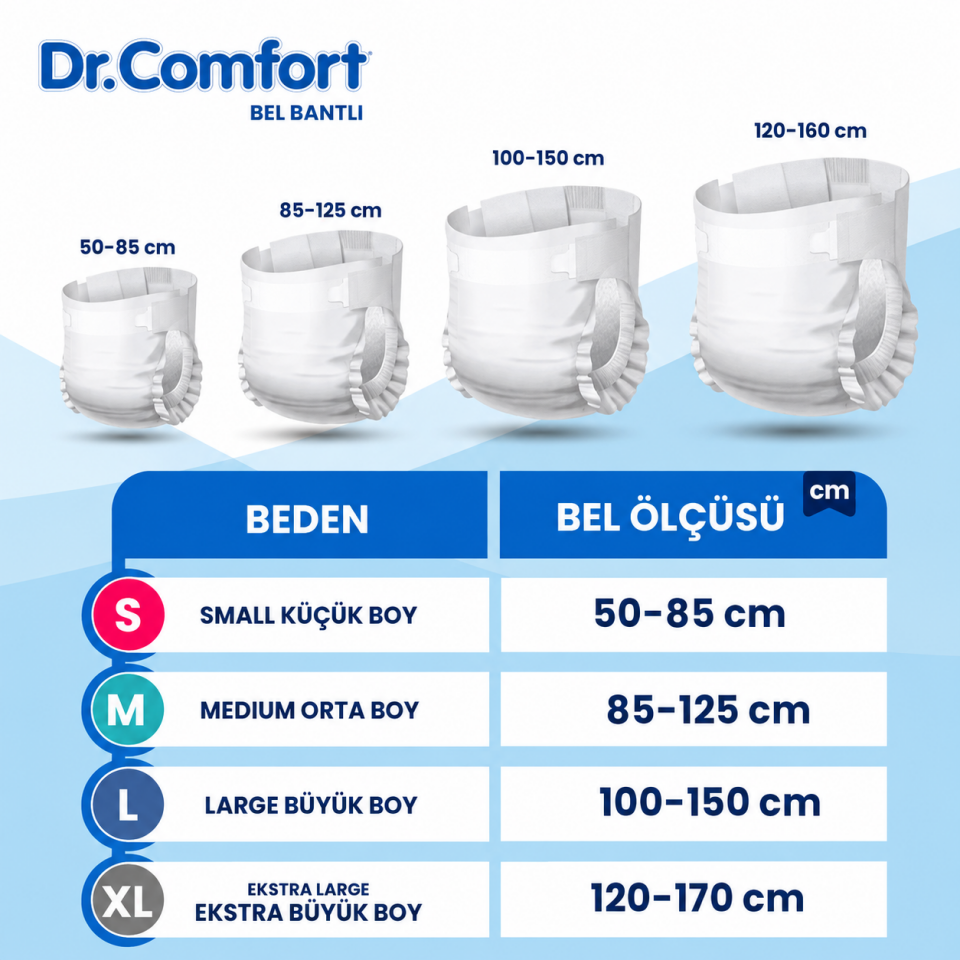 Dr. Comfort L Beden Bel Bantlı Hasta Bezi 120 Adet