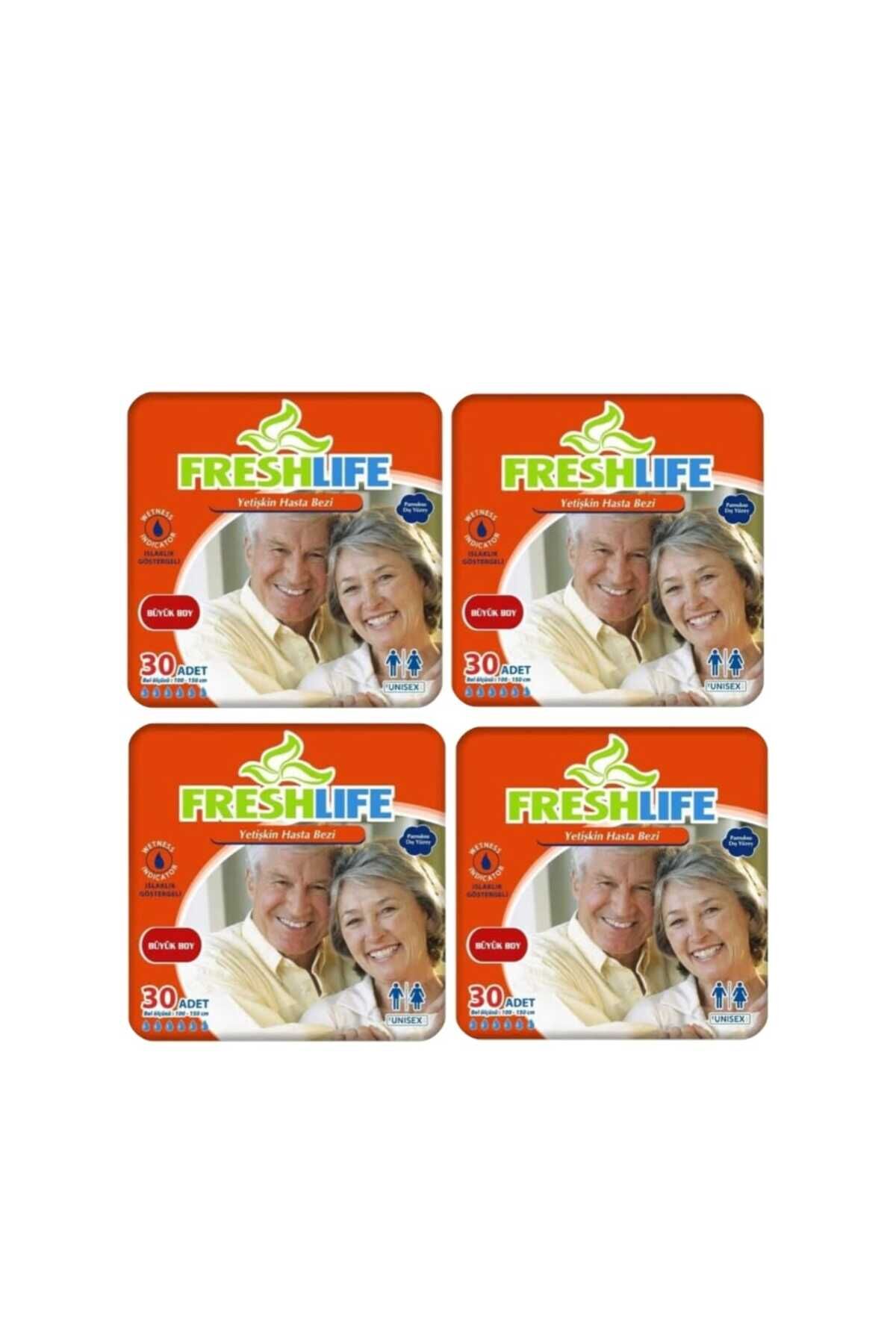 Freshlife L Beden Bel Bantlı Hasta Bezi 4 PAKET (120 ADET)