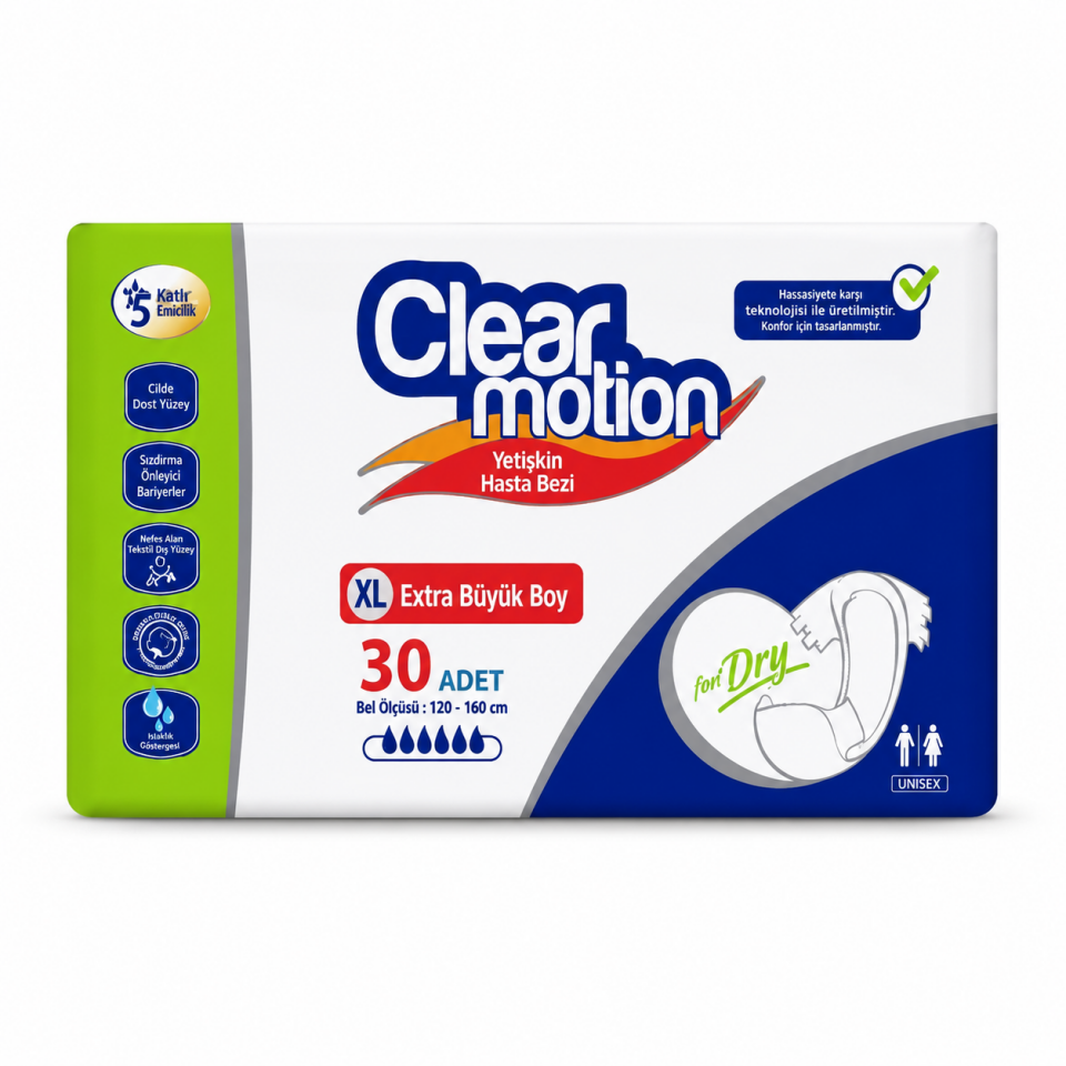 Clear Motion Bel Bantlı Hasta Bezi Xlarge 120 Adet