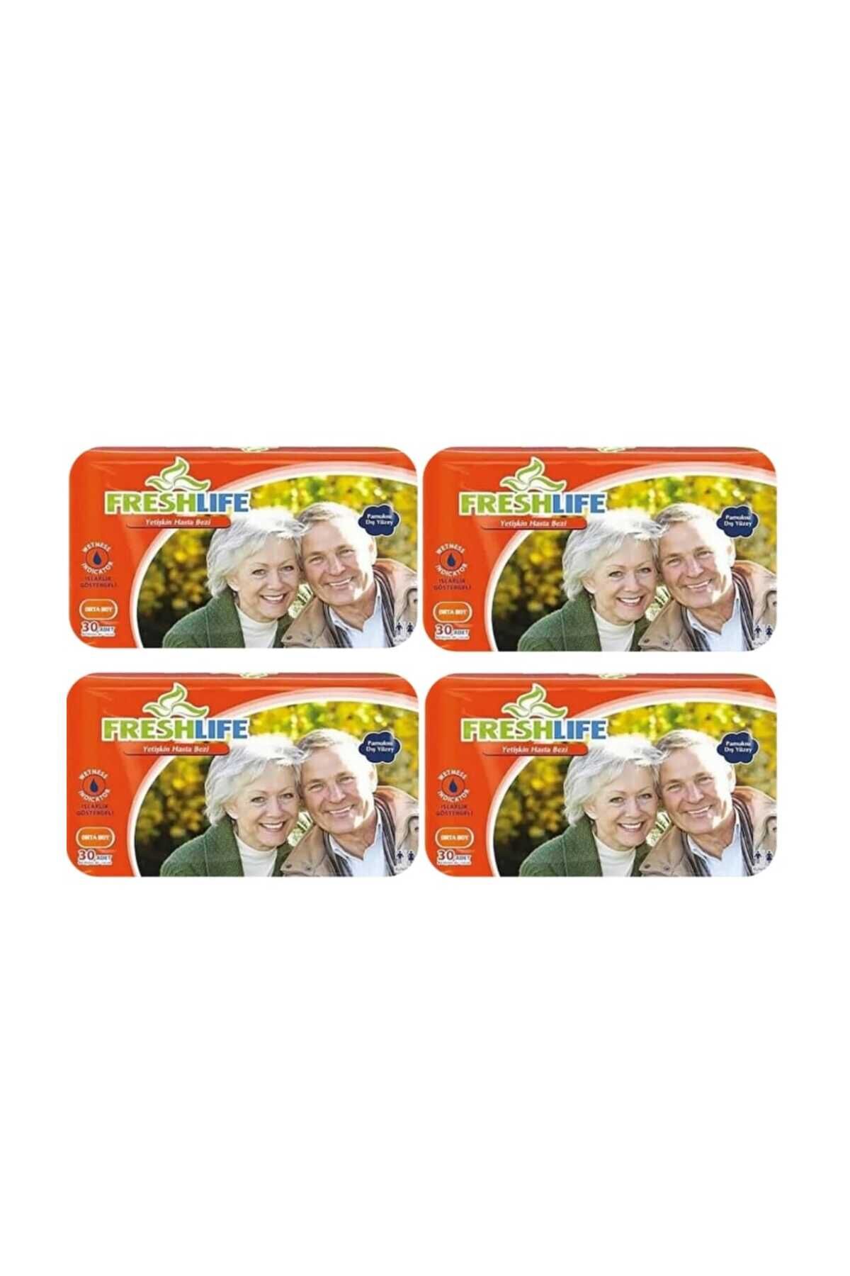 Freshlife M Beden Bel Bantlı Hasta Bezi 4 PAKET (120 ADET)