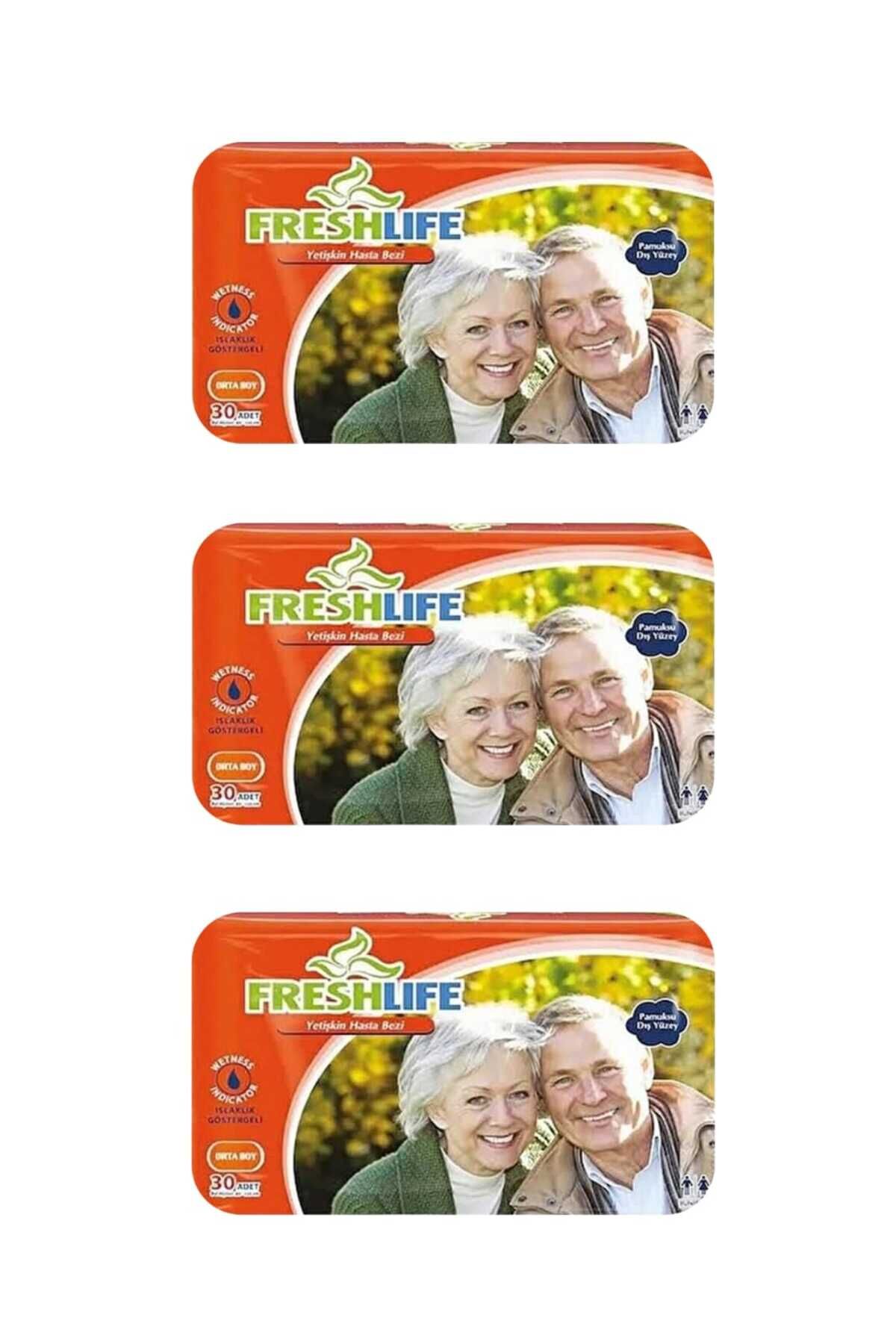 Freshlife M Beden Bel Bantlı Hasta Bezi 3 PAKET (90 ADET)