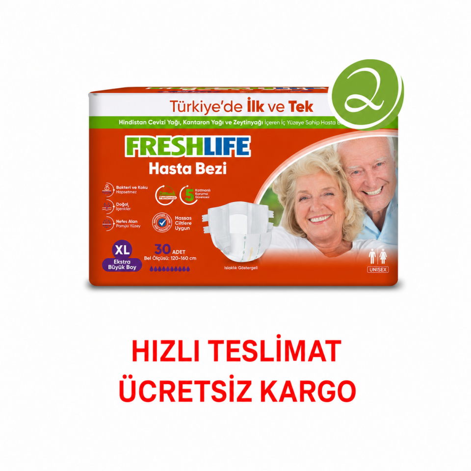 Freshlife XL Beden Bel Bantlı Hasta Bezi 2 PAKET (60 ADET)