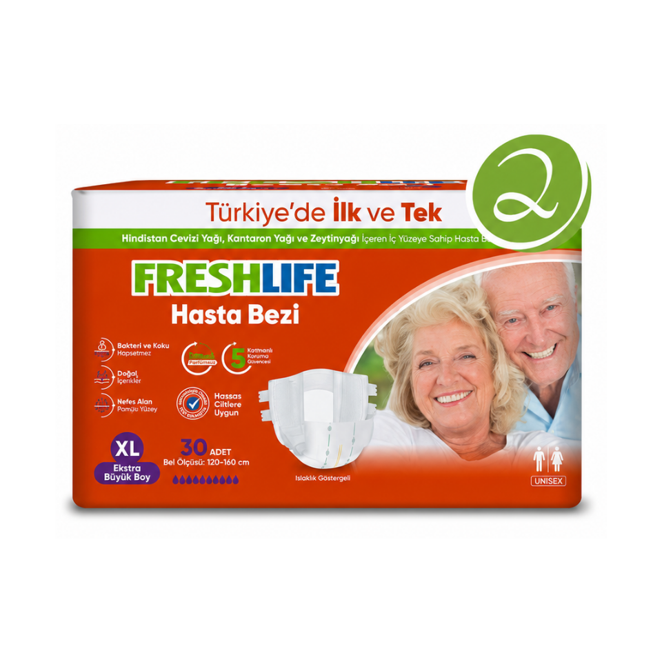 Freshlife XL Beden Bel Bantlı Hasta Bezi 2 PAKET (60 ADET)