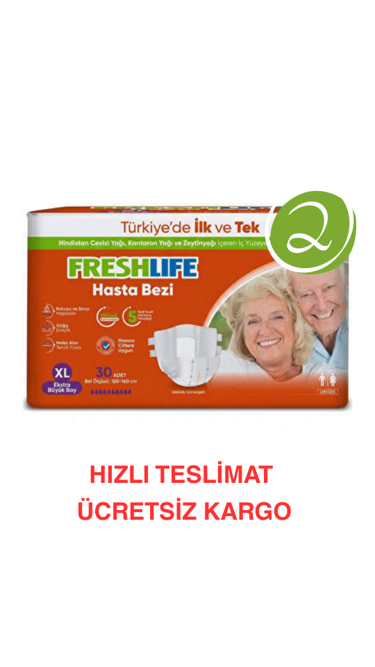 Freshlife XL Beden Bel Bantlı Hasta Bezi 2 PAKET (60 ADET) Maksimum Emicilik & Maksimum Konfor ( EKONOMİK PAKET )