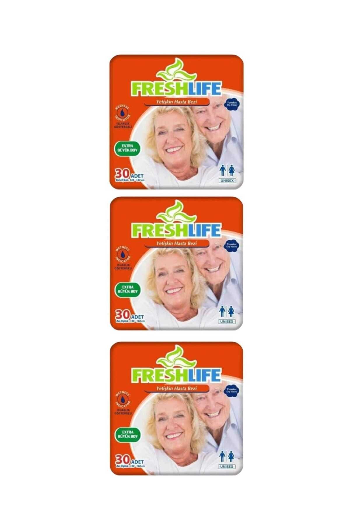 Freshlife XL Beden Bel Bantlı Hasta Bezi 3 PAKET (90 ADET)