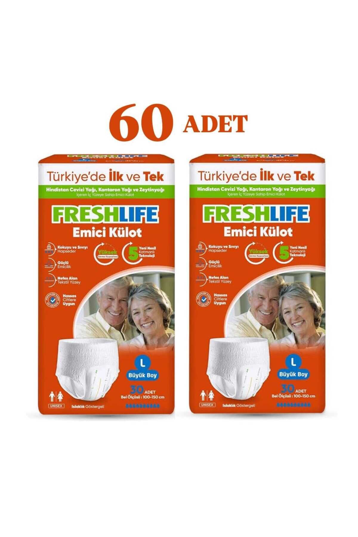 Freshlife L Beden Külot Hasta Bezi 2 PAKET (60 ADET)