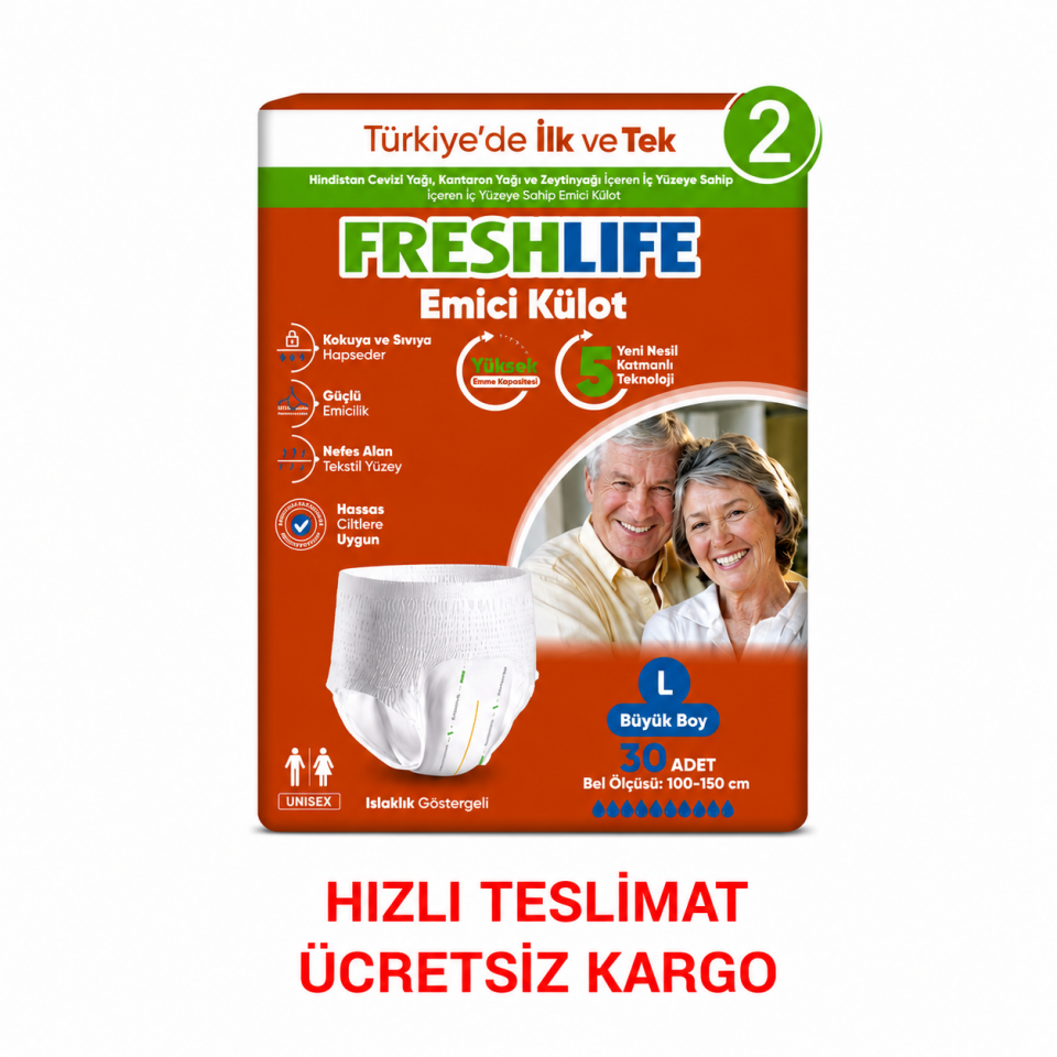 Freshlife L Beden Külot Hasta Bezi 2 PAKET (60 ADET)