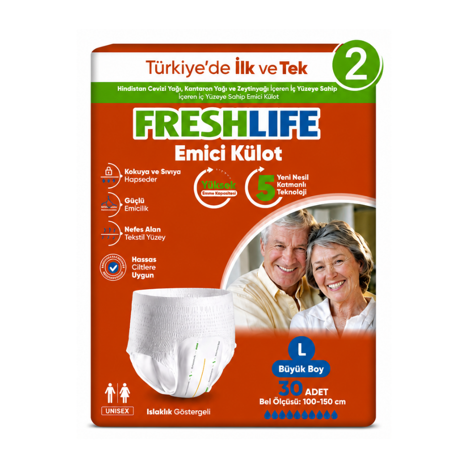 Freshlife L Beden Külot Hasta Bezi 2 PAKET (60 ADET)