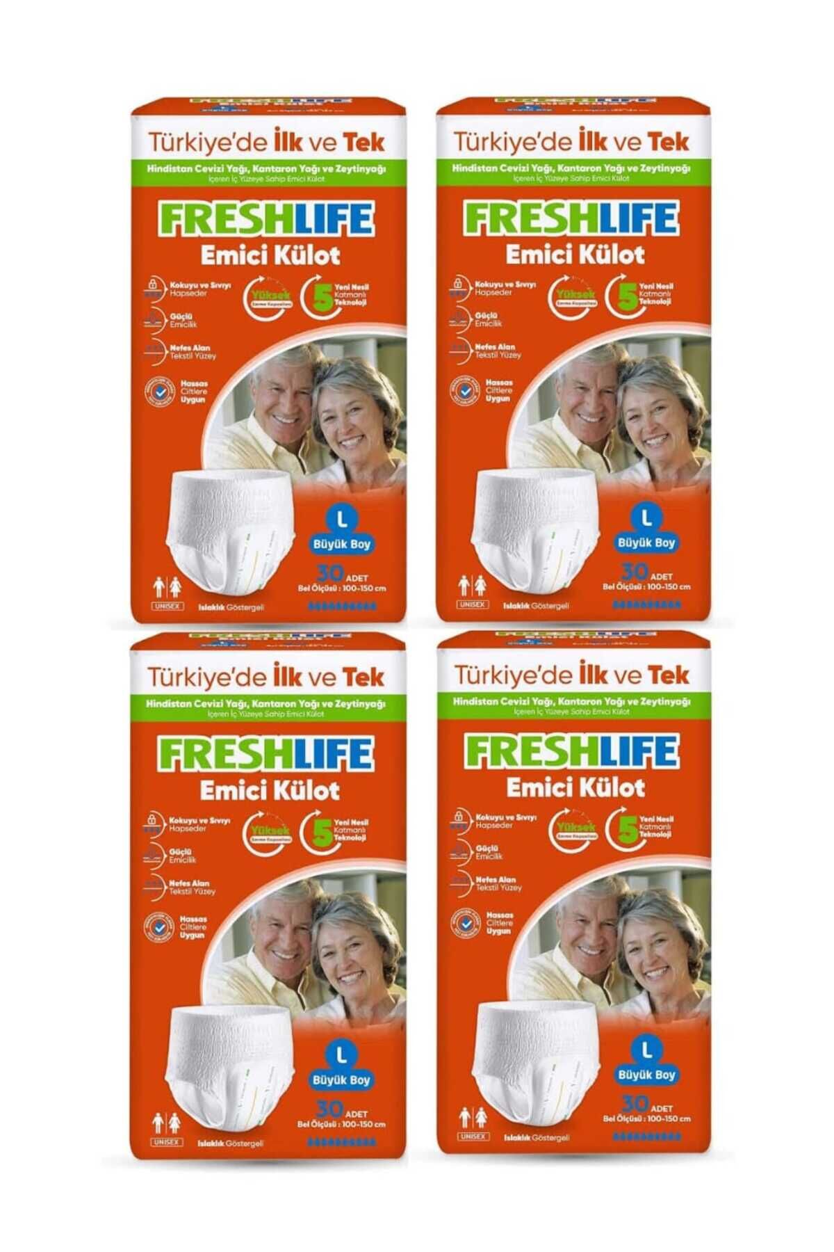 Freshlife L Beden Külot Hasta Bezi 4 PAKET (120 ADET)