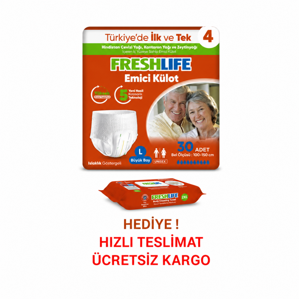 Freshlife L Beden Külot Hasta Bezi 4 PAKET (120 ADET)