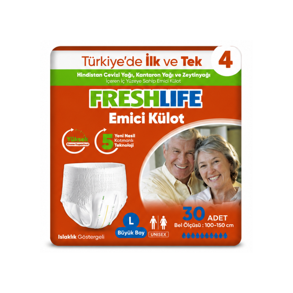 Freshlife L Beden Külot Hasta Bezi 4 PAKET (120 ADET)