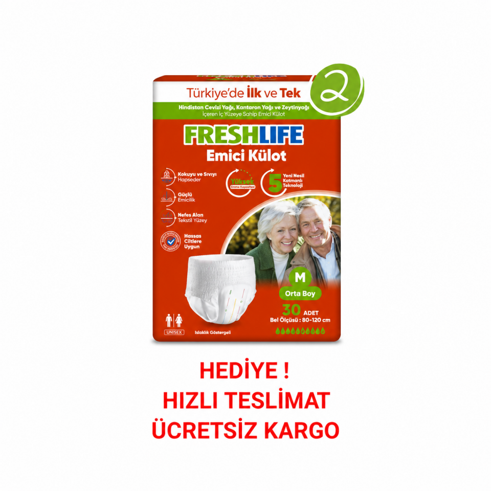Freshlife M Beden Külot Hasta Bezi 2 Paket (60 ADET)