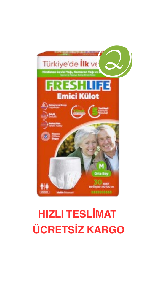 Freshlife M Beden Külot Hasta Bezi 2 Paket (60 ADET) Maksimum Emicilik & Maksimum Konfor ( EKONOMİK PAKET )