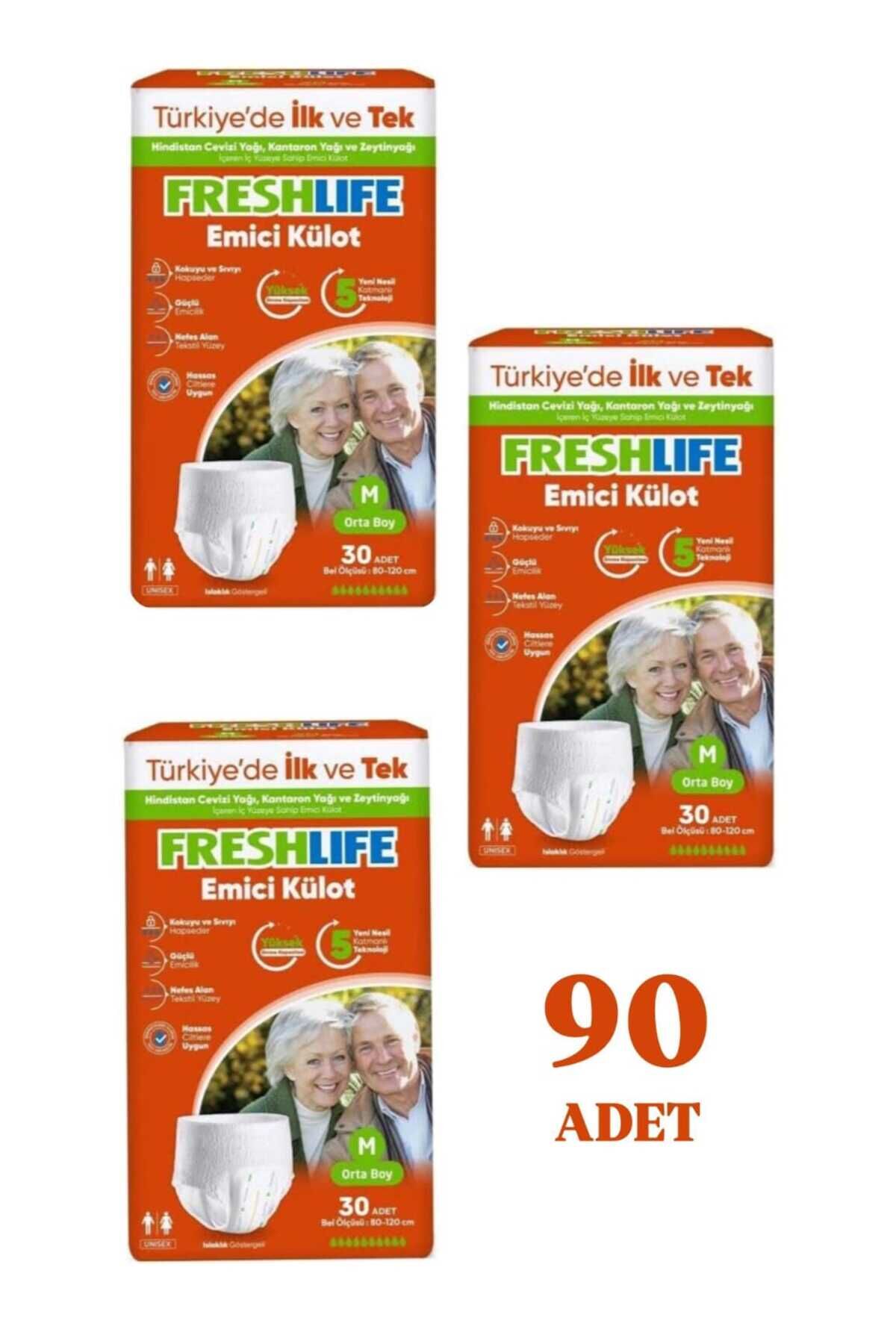 Freshlife M Beden Külot Hasta Bezi 3 PAKET (90 ADET)