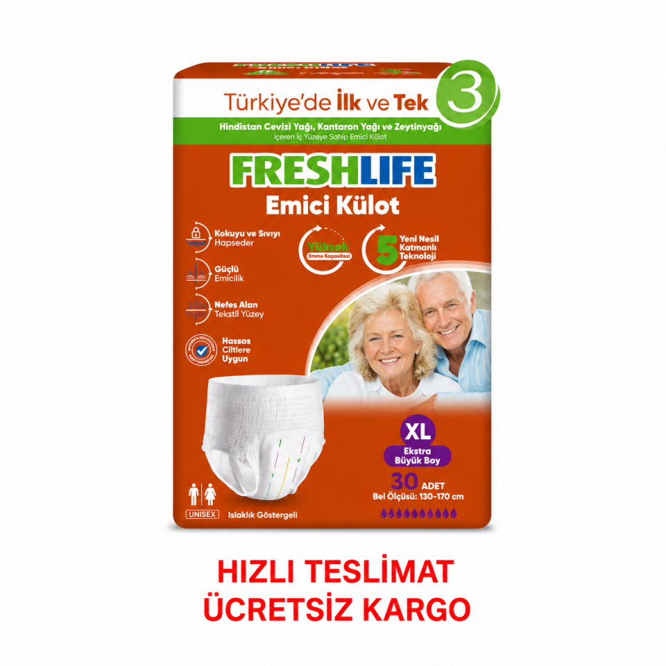 Freshlife Yetişkin M Beden Külot Bezi 3 Paket ( 90 ADET )