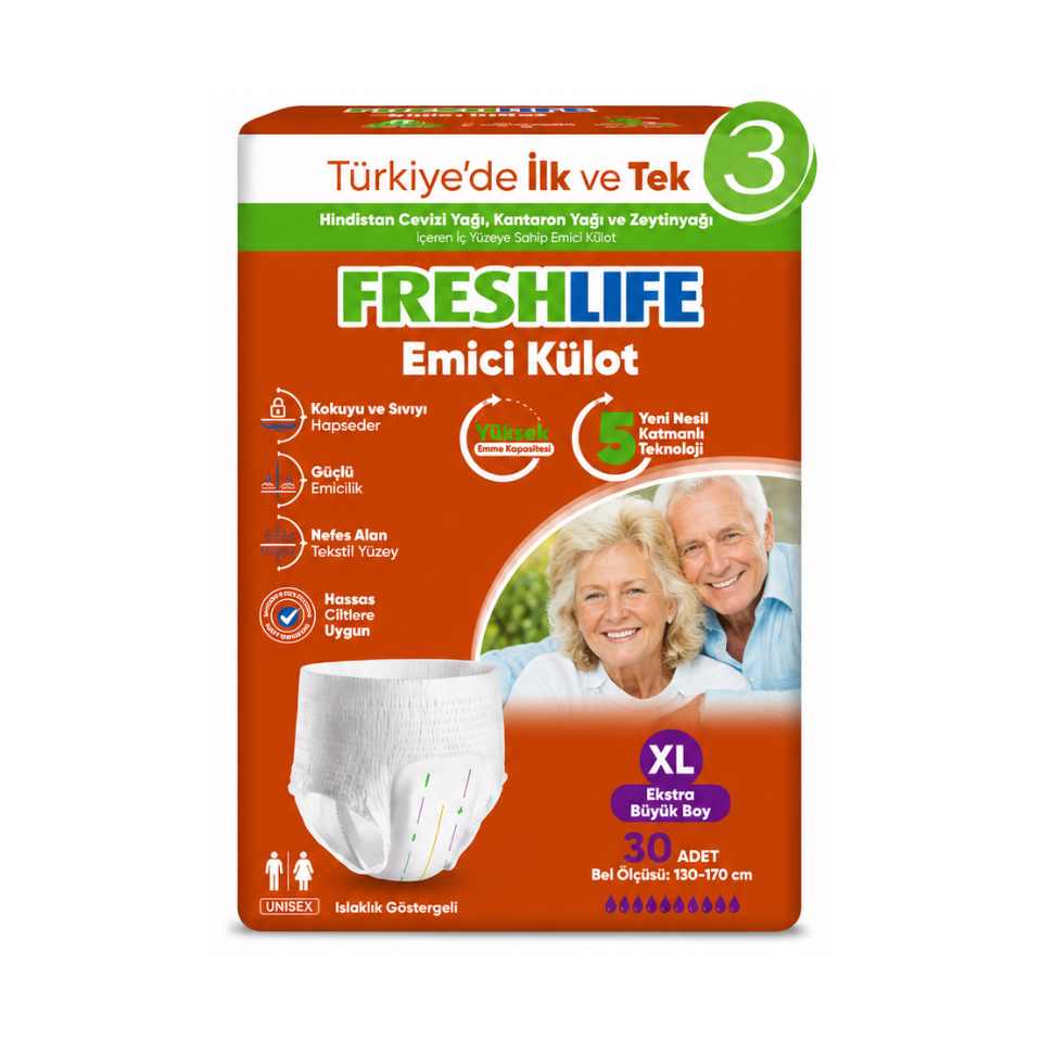 Freshlife Yetişkin M Beden Külot Bezi 3 Paket ( 90 ADET )