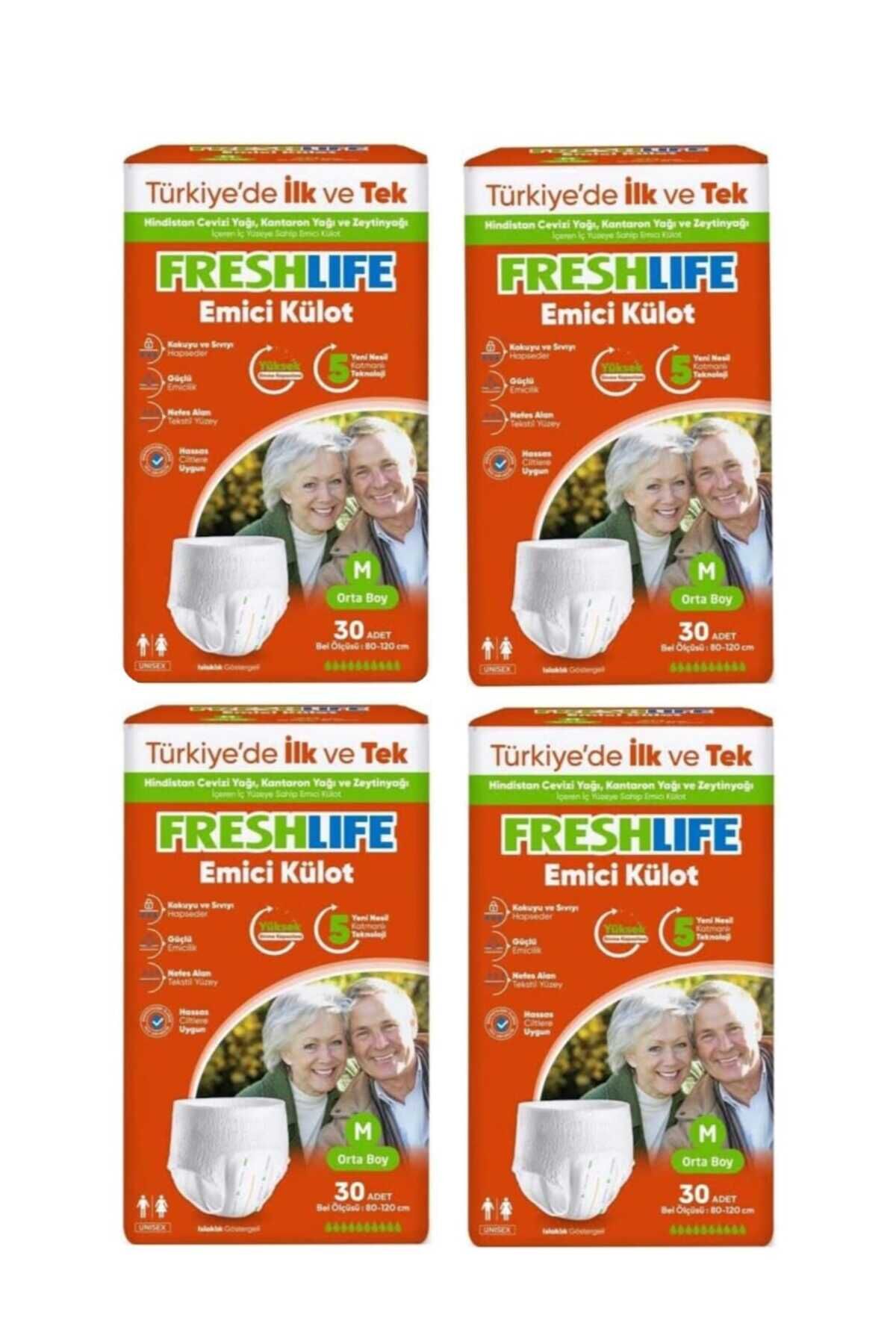 Freshlife M Beden Külot  Hasta Bezi 4 PAKET (120 ADET)