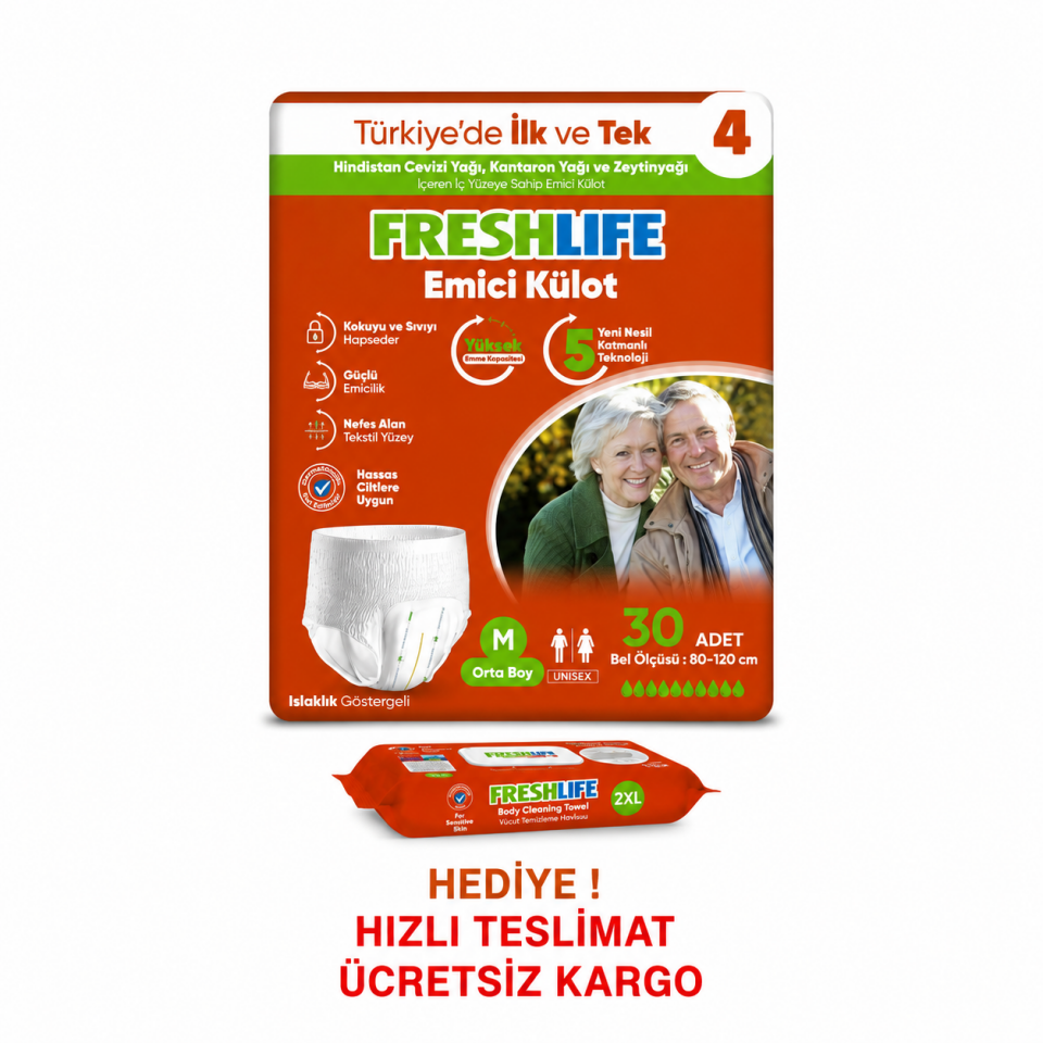 Freshlife M Beden Külot Hasta Bezi 4 PAKET (120 ADET)