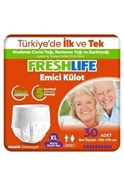 Freshlife XL Beden Külot Hasta Bezi 3 PAKET (90 ADET)