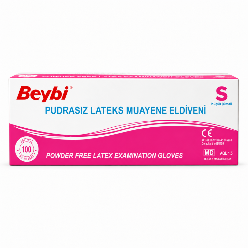 Beybi Pudrasız Lateks Muayene Eldiveni S Beden 100Lü