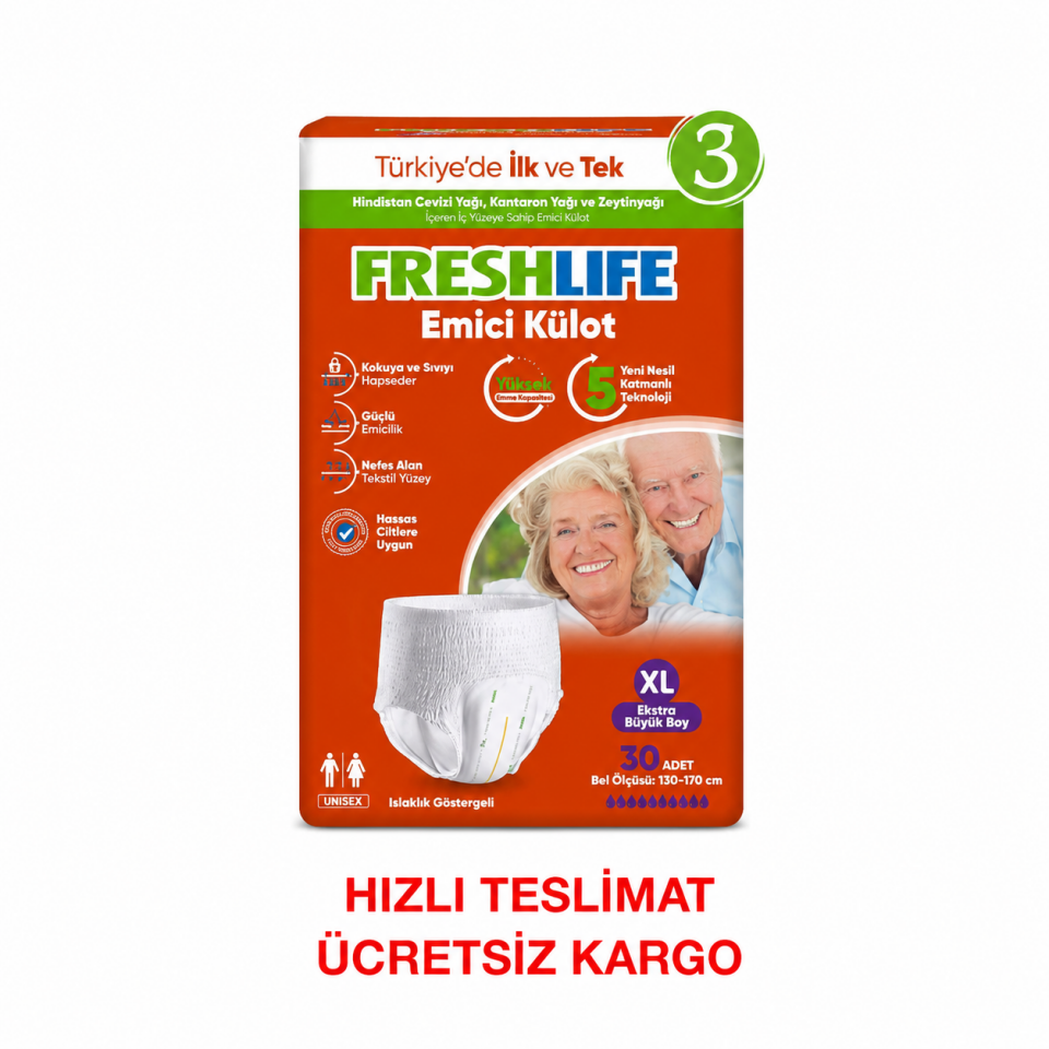 Freshlife XL Beden Külot Hasta Bezi 3 PAKET (90 ADET)