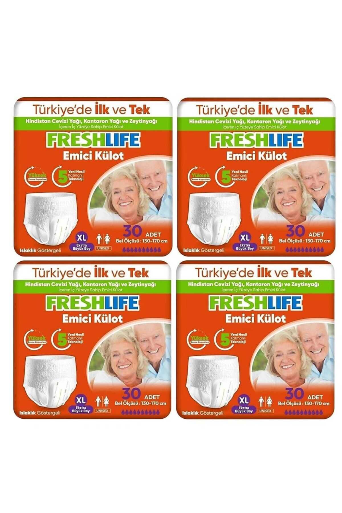 Freshlife XL Beden Külot Hasta Bezi 4 PAKET (120 ADET)