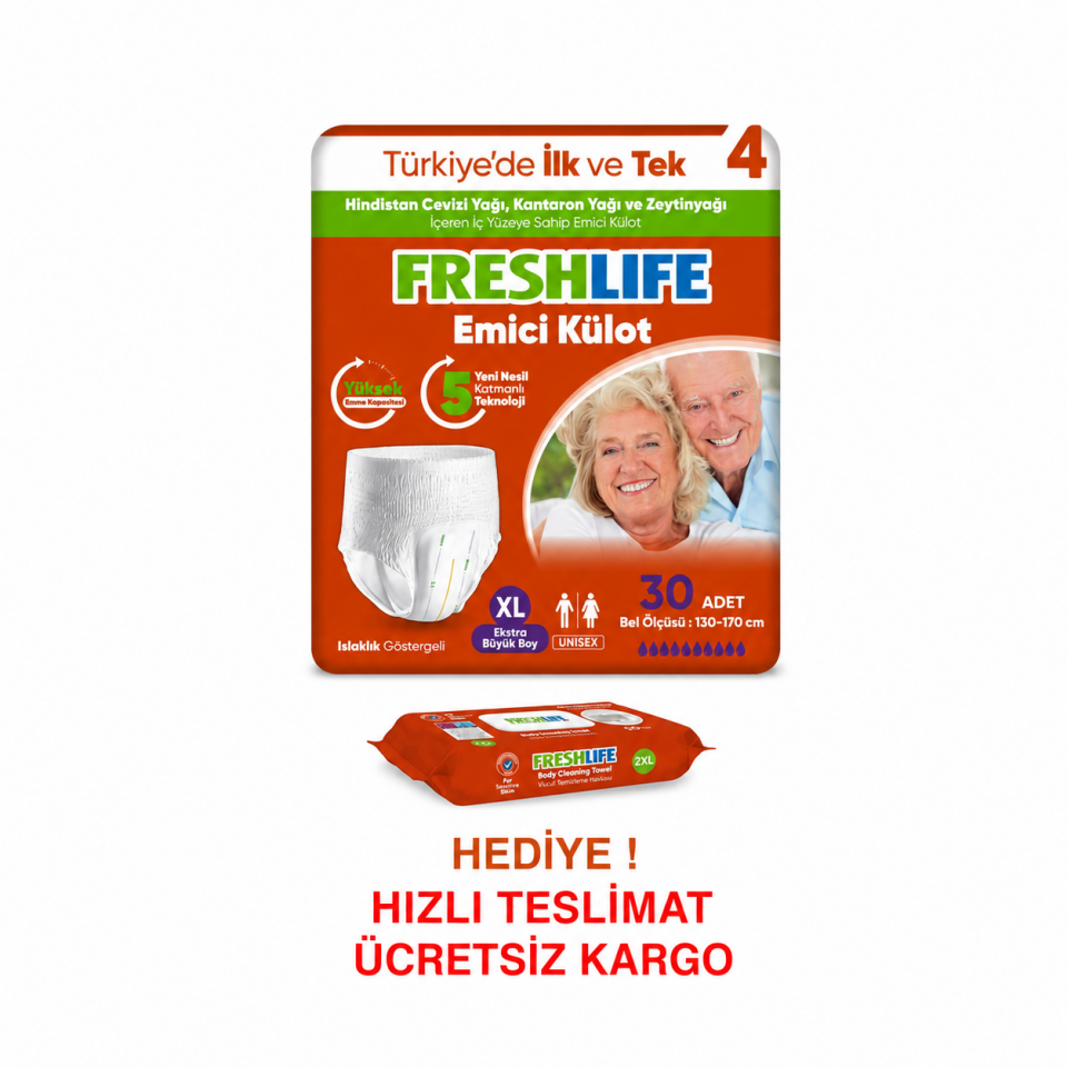 Freshlife XL Beden Külot Hasta Bezi 4 PAKET (120 ADET)