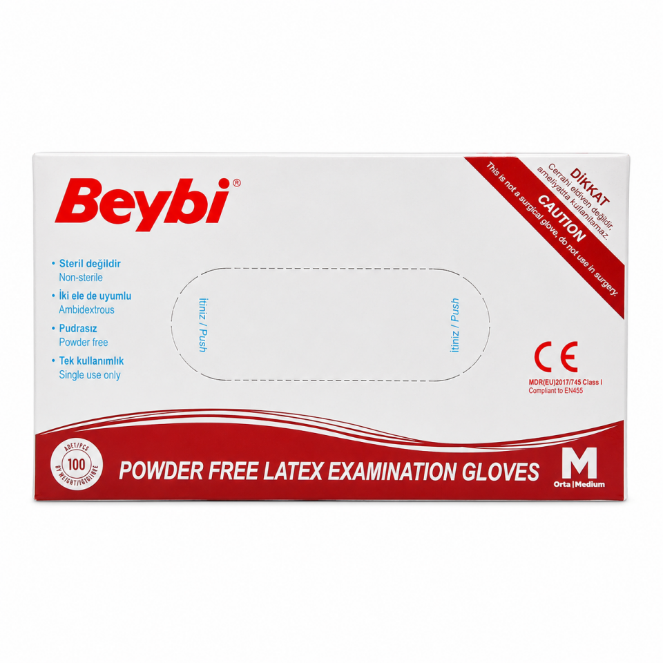 Beybi Pudrasız Lateks Muayene Eldiveni M Beden 100’lü