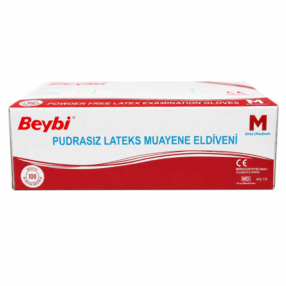 Beybi Pudrasız Lateks Muayene Eldiveni M Beden 100’lü