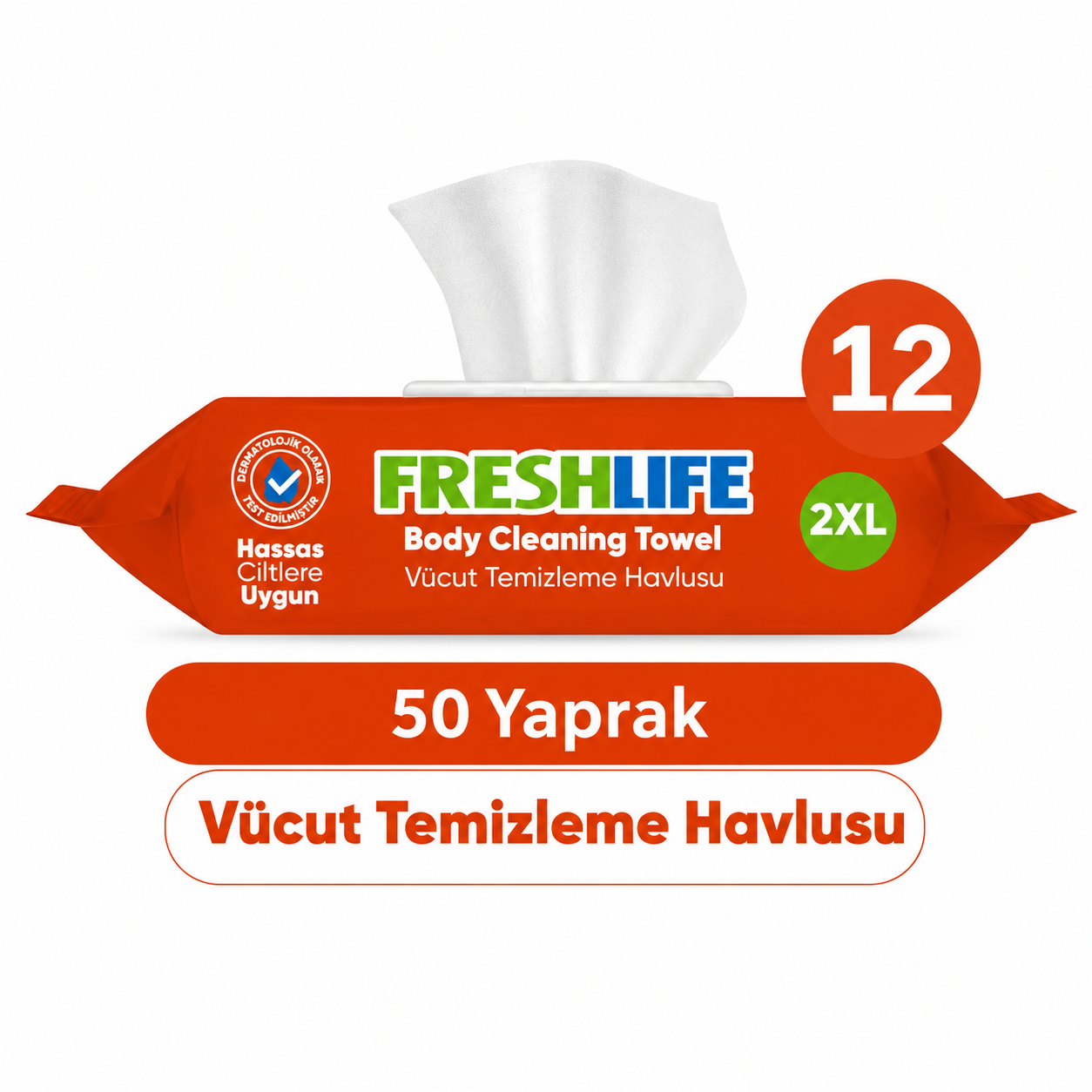 Freshlife Vücut Temizleme Havlusu 50 ADET (12X50)