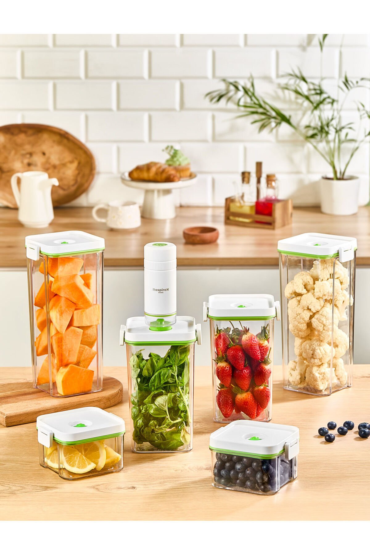 Respirox Home Vakumlu Saklama Kabı Seti 6lı Şarjlı Otomatik Pompalı