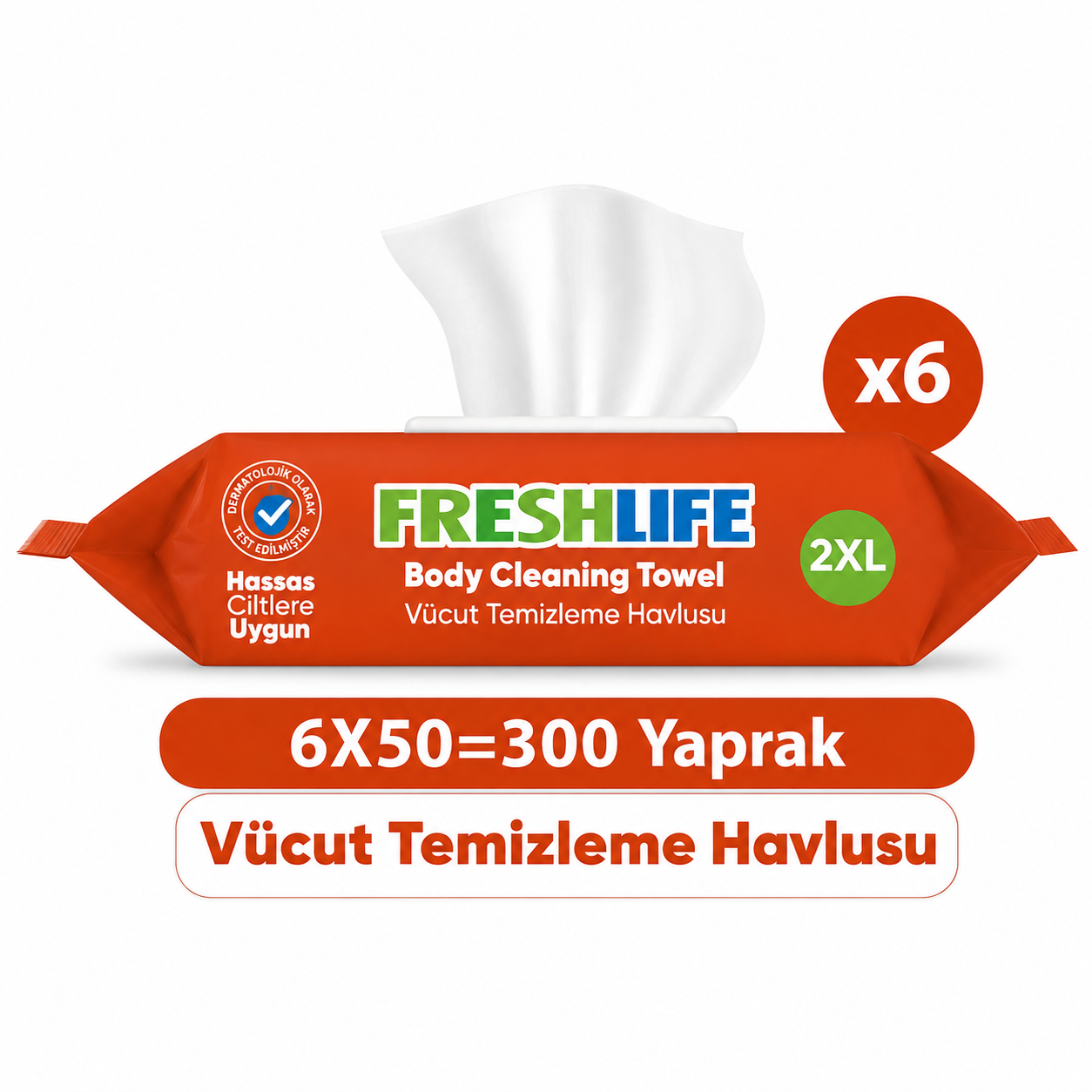 Freshlife Vücut Temizleme Havlusu 6x50 (300 Yaprak)