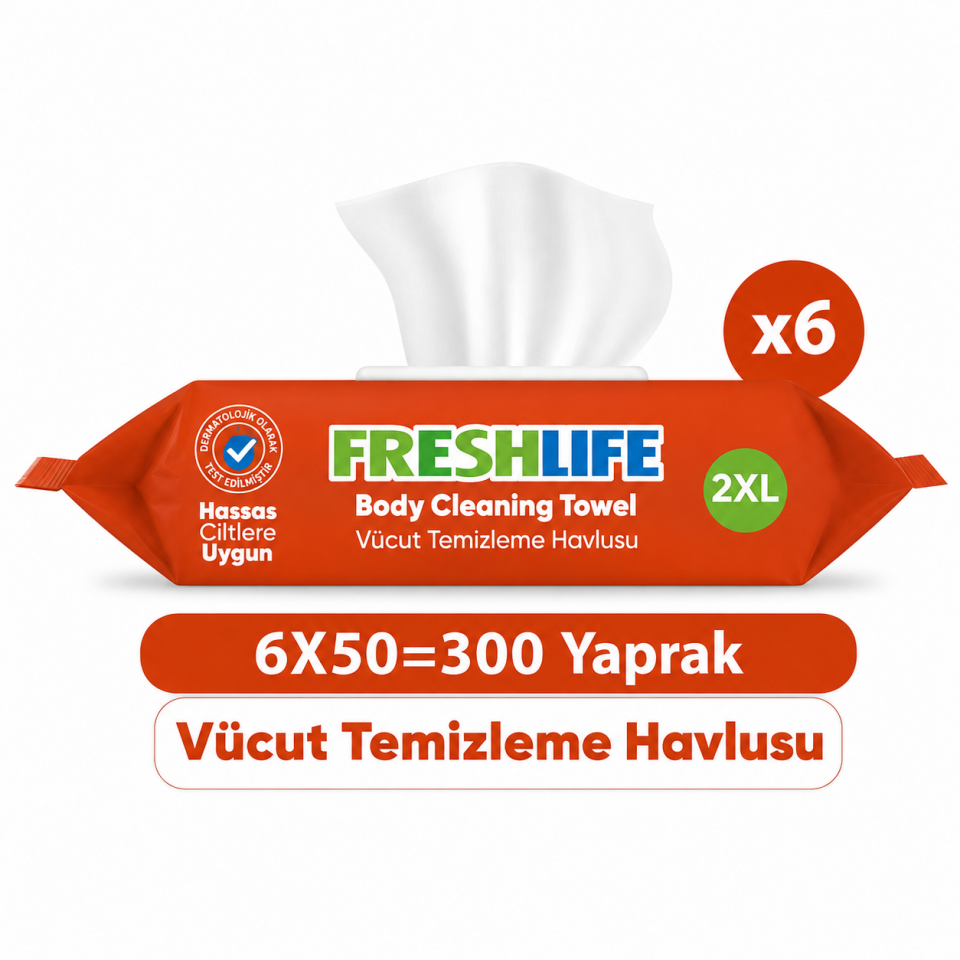 Freshlife Vücut Temizleme Havlusu 6x50 (300 Yaprak)